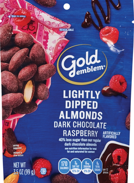 Gold Emblem Dark Chocolate Raspberry Lightly Dipped Almonds