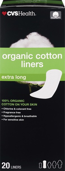 CVS Health Extra Long Organic Cotton Liners, 20 CT