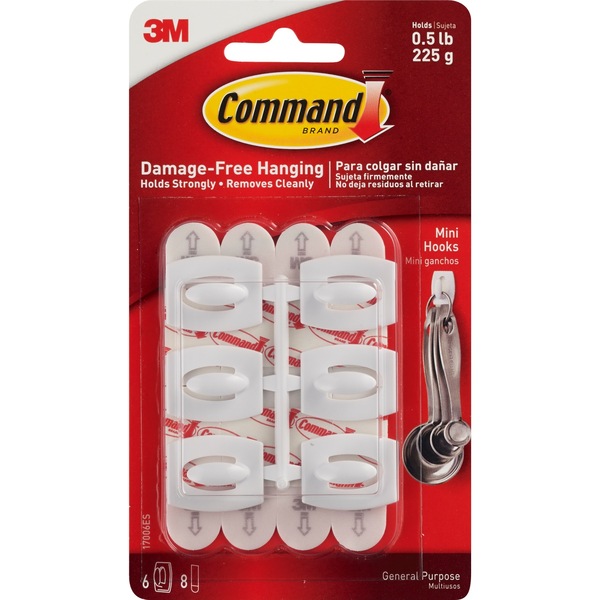 Command 3m - 6 Mini Hooks, Removable