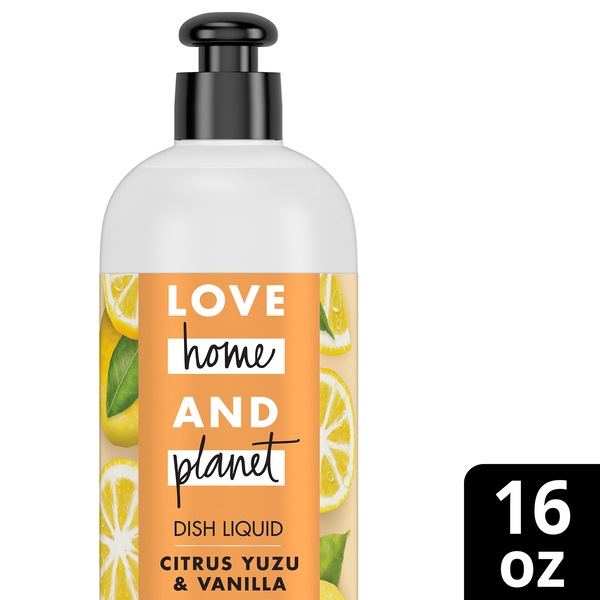 Love Home and Planet Dish Liquid Soap, Citrus Yuzu & Vanilla, Plant-Based, 16 OZ