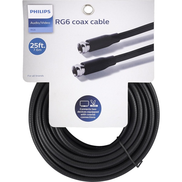 Video Coax Cable, RG6 25Ft Black