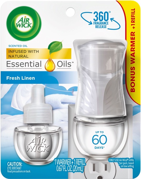 Air Wick Scented Oil Starter Kit, Fresh Linen, 0.67 OZ