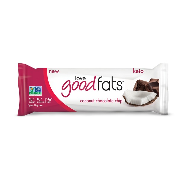 Love Good Fats Coconut Chocolate Chip Keto Snack Bar, 1.38 OZ