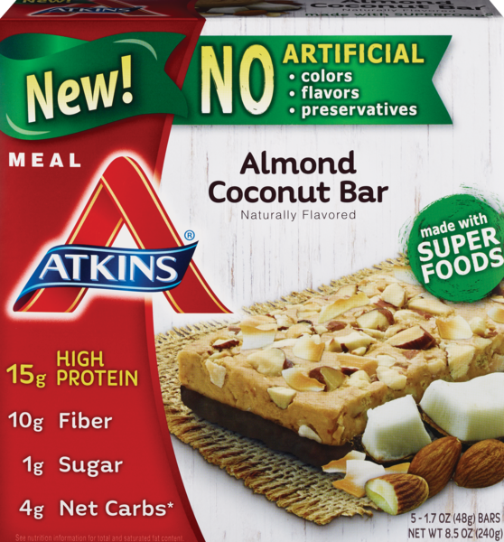 Atkins Almond Coconut Bar, 5CT