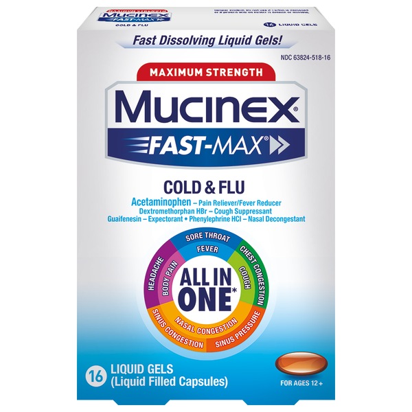 Mucinex Fm Severe Cold Liquid Gel 16CT