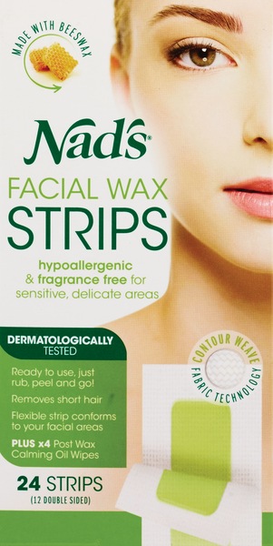 Nad's Facial Wax Strips, 24 CT