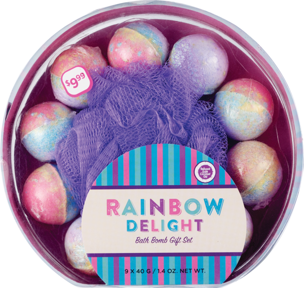 Rainbow Delight Bath Bomb Gift Set With Sponge