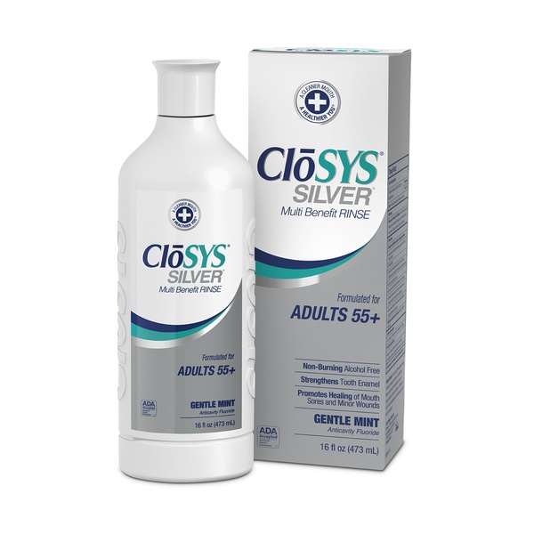 CloSYS Silver Multi-Benefit fluoride Mouthwash (for Adults 55+), 16 OZ