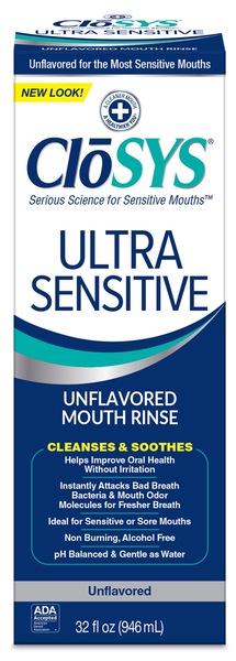 CloSYS Ultra-Sensitve Mouthwash unflavored with optional flavor control, 32 OZ