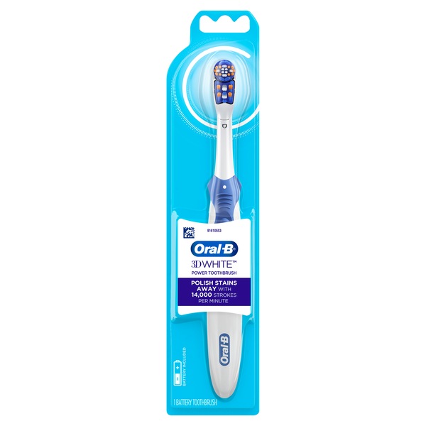 Oral-B 3D White Battery Power Electric Toothbrush, 1 Count, Colors May Vary