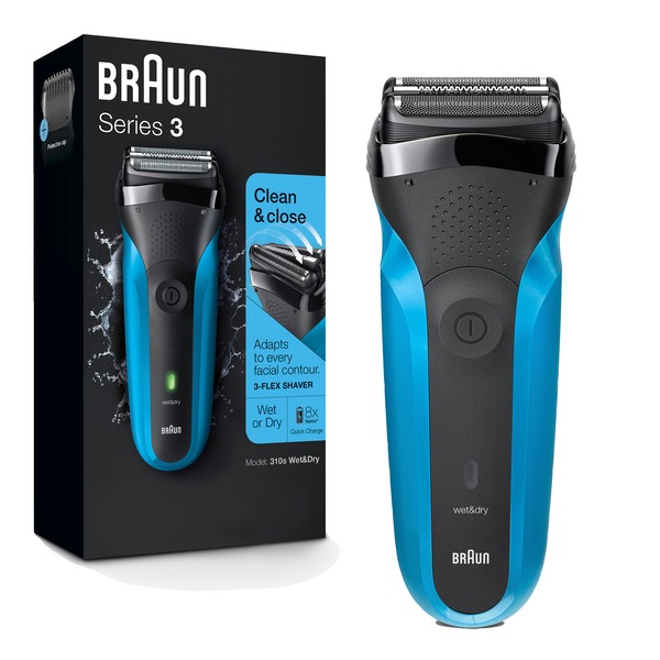 Braun Series 3 310s Wet & Dry Electric Shaver for Men / Rechargeable Electric Razor, Blue