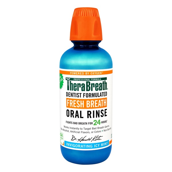 TheraBreath Fresh Breath Oral Rinse Invigorating Icy Mint, 16.0 FL OZ