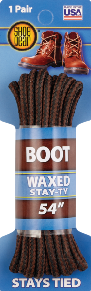 Shoe Gear Waxed Stay-Ty Boot Laces, Brown, 54", 1 Pair