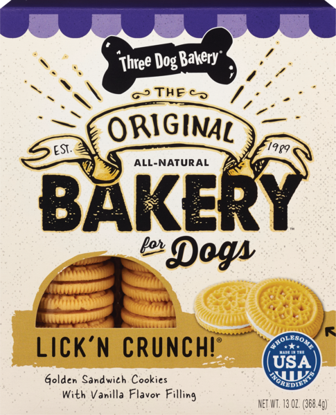 Three Dog Bakery Lick'n Crunch! Golden Sandwich Cookies