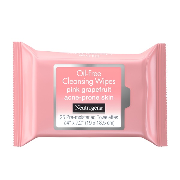 Neutrogena Oil-Free Facial Cleansing Wipes with Pink Grapefruit, 25CT