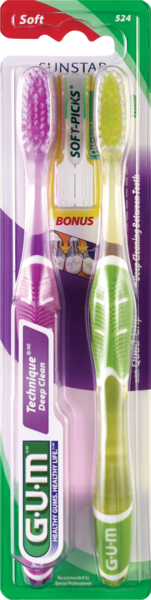 Sunstar GUM Technique Deep Clean Brush with Soft-Picks, 2CT