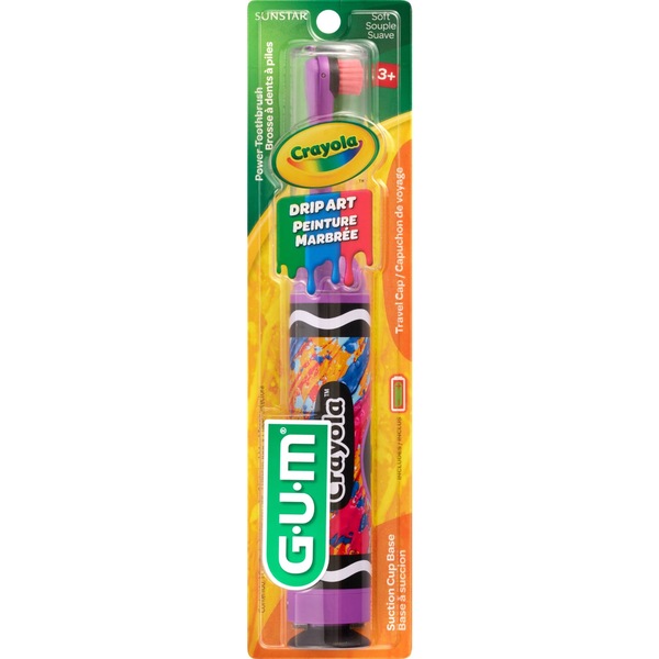 GUM Crayola Sticker It! Power Toothbrush, Soft