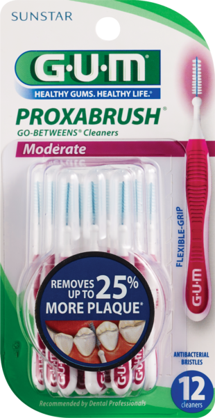 GUM Proxabrush Go-Betweens teeth Cleaners, Moderate, 12CT