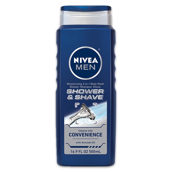 NIVEA Men Shower and Shave 3-in-1 Body Wash, 16.9 OZ