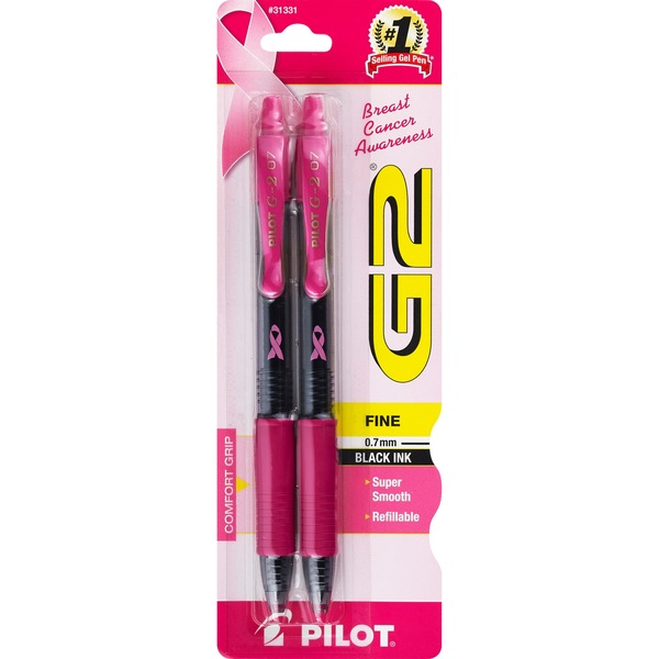 Pilot G2 Rubber Grip Gel Rolling Ball Retractable Pens Fine Point Black Ink