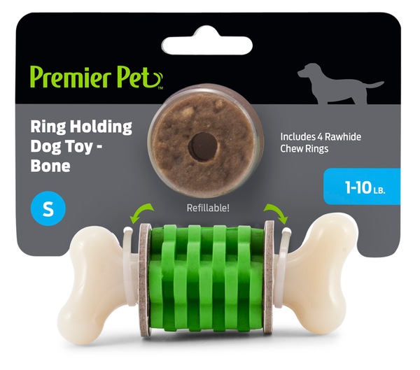 Premier Pet Ring Holding Dog Toy Bone, Small, 1-10 lb Dog