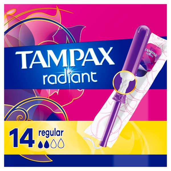 Tampax Radiant Tampons Regular Absorbency, Unscented