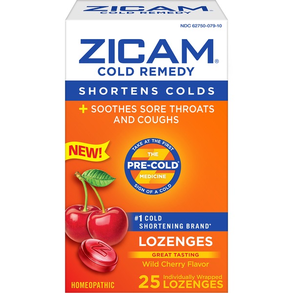 Homeopathic Zicam Cherry Lozenge-Shortens colds, soothes sore throats & cough, 25 CT