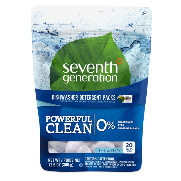 Seventh Generation Natural Dishwasher Detergent Packs, 20 Packs