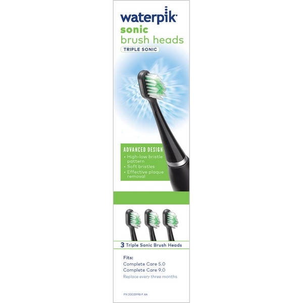 Waterpik Replacement Triple Sonic Brush Heads - Black STRB-3WB