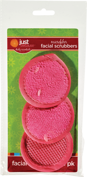 Just Because Daily Essentials Microfiber Facial Scrubbers, 3CT