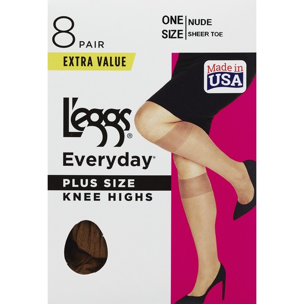 Leggs Everyday Sheer Toe Knee Highs Plus Size Nude