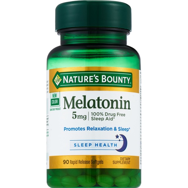 Clicking on the image opens a new modal with 5 larger images of Nature's Bounty Melatonin Softgels 5mg, 60CT. Some images may not have descriptive text. 1 out of 5.