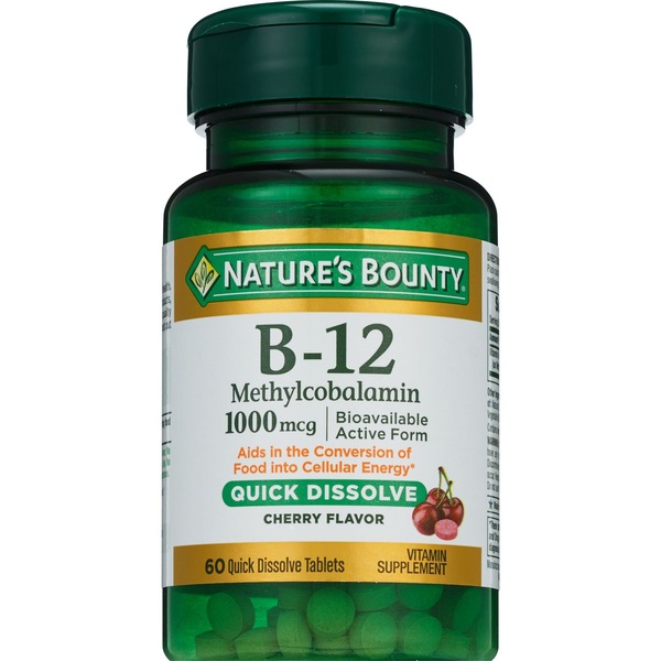 Nature's Bounty Quick Dissolve Vitamin B-12 Tablets 1000mcg, 60CT