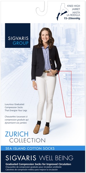 SIGVARIS Women's SEA ISLAND COTTON 191 Calf 15-20mmHg