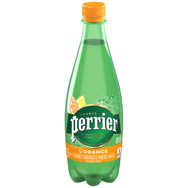 Perrier Sparkling Natural Mineral Water Plastic Bottle L'Orange/Lemon Orange, 16.9 OZ, 1CT