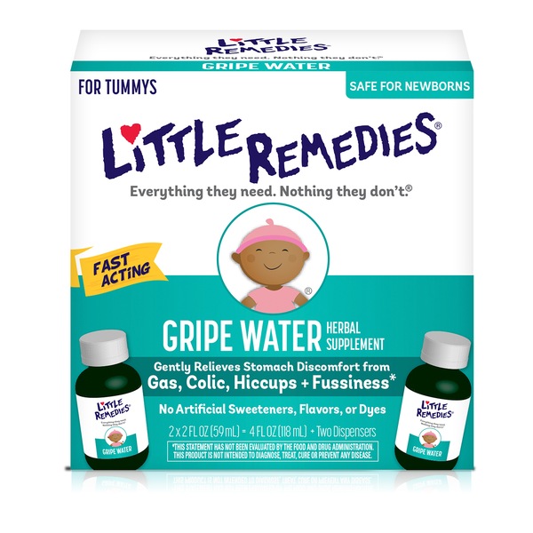 Little Remedies Gripe Water, Safe for Newborns, 2 Bottles, 2 FL OZ