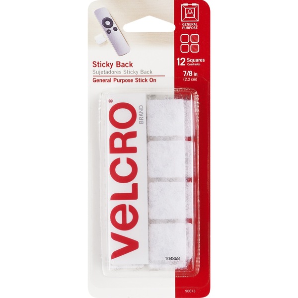 VELCRO Brand Fastener Stick Back Squares, White