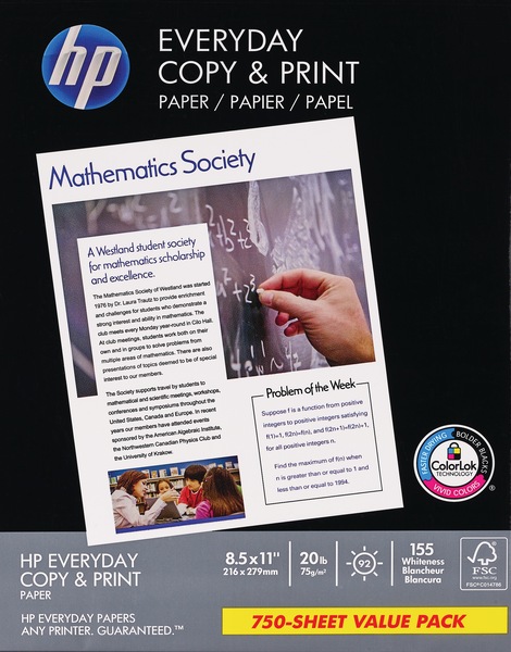 HP EVERYDAY COPY PAPER 750 SHEETS