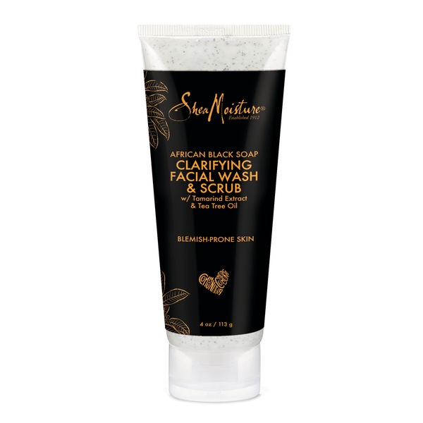 SheaMoisture Facial Wash and Scrub African Black Soap, 4 OZ
