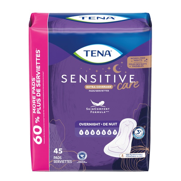 Tena Incontinence Overnight Pads for Women, 45 CT