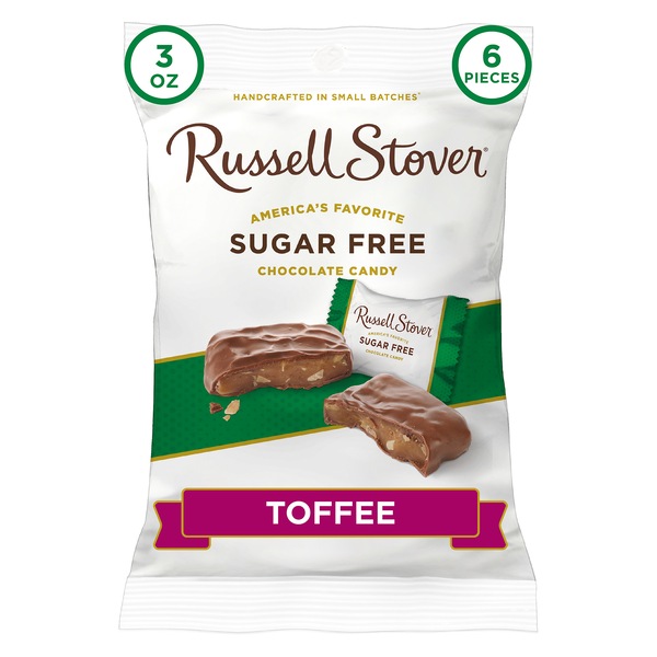 Russel Stover Sugar Free Toffee Squares Chocolate Candy, 3 OZ