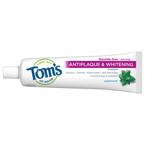 Tom's of Maine Natural Antiplaque Tartar Control Plus Whitening Toothpaste Peppermint