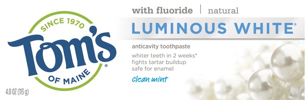 Tom's of Maine Luminous White Toothpaste Clean Mint, 4.7 OZ