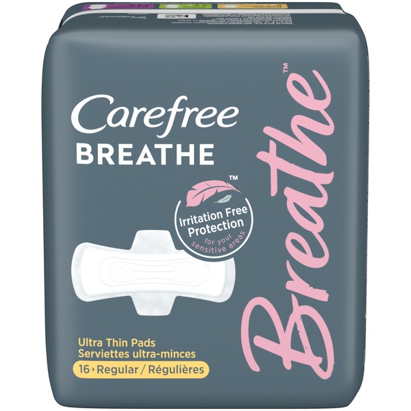 Carefree Breathe Ultra Thin Regular Pads with Wings, 16 CT