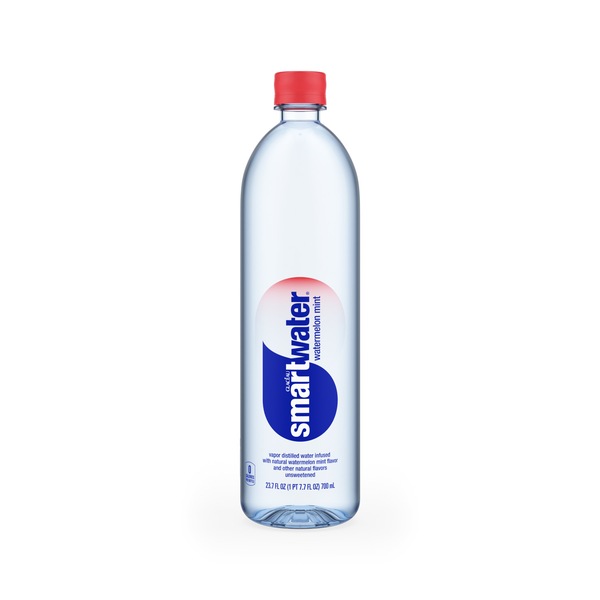 smartwater Watermelon Mint, Vapor Distilled Premium Bottled Water, 23.7 fl oz