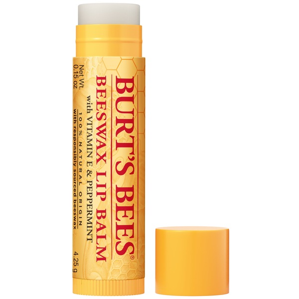 Burt's Bees 100% Natural Origin Moisturizing Lip Balm, Original Beeswax with Vitamin E & Peppermint Oil, 0.15 OZ