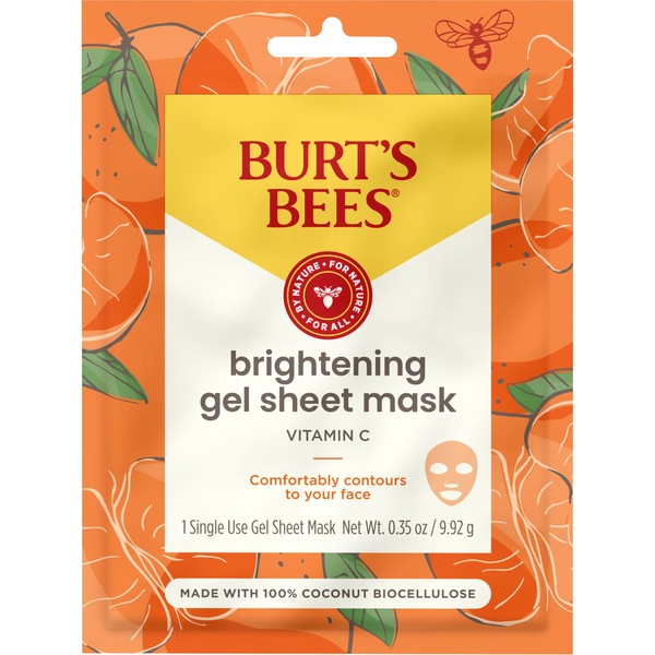 Burt’s Bees Brightening Biocellulose Single Use Gel Sheet Face Mask with Mandarin Extract