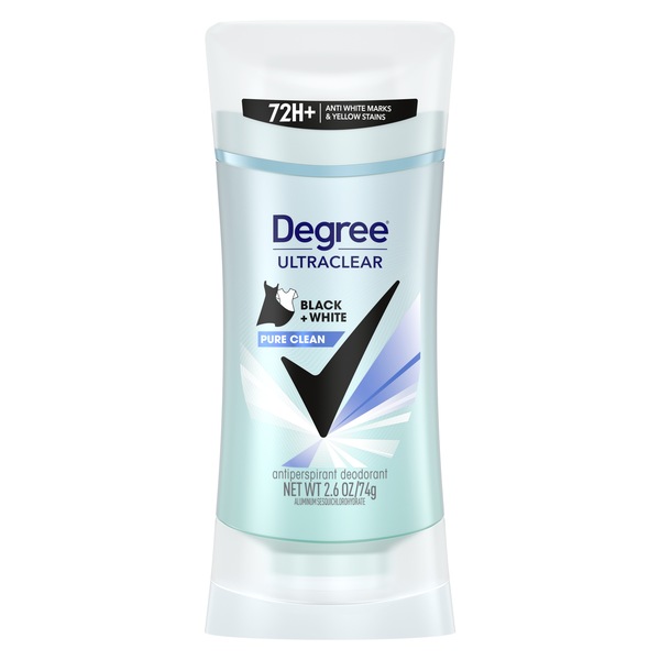 Degree Antiperspirant Deodorant Black+White Pure Clean Deodorant Stick WIth 48-Hour Protection For Sweat and Odor Protection