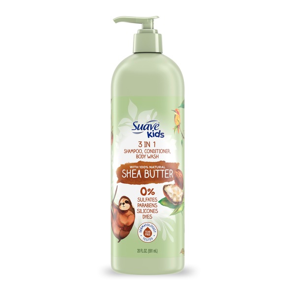 Suave Kids That's Tear-Free Soap 3 in 1 Shampoo, Conditioner, Body Wash With Shea Butter for Moisture, 20 OZ