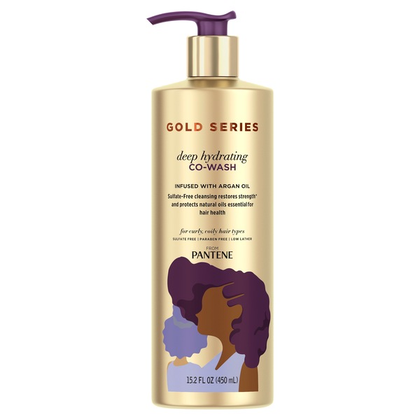 Gold Series from Pantene Sulfate-Free Deep Hydrating Co-Wash with Argan Oil for Curly, Coily Hair, 15.2 OZ